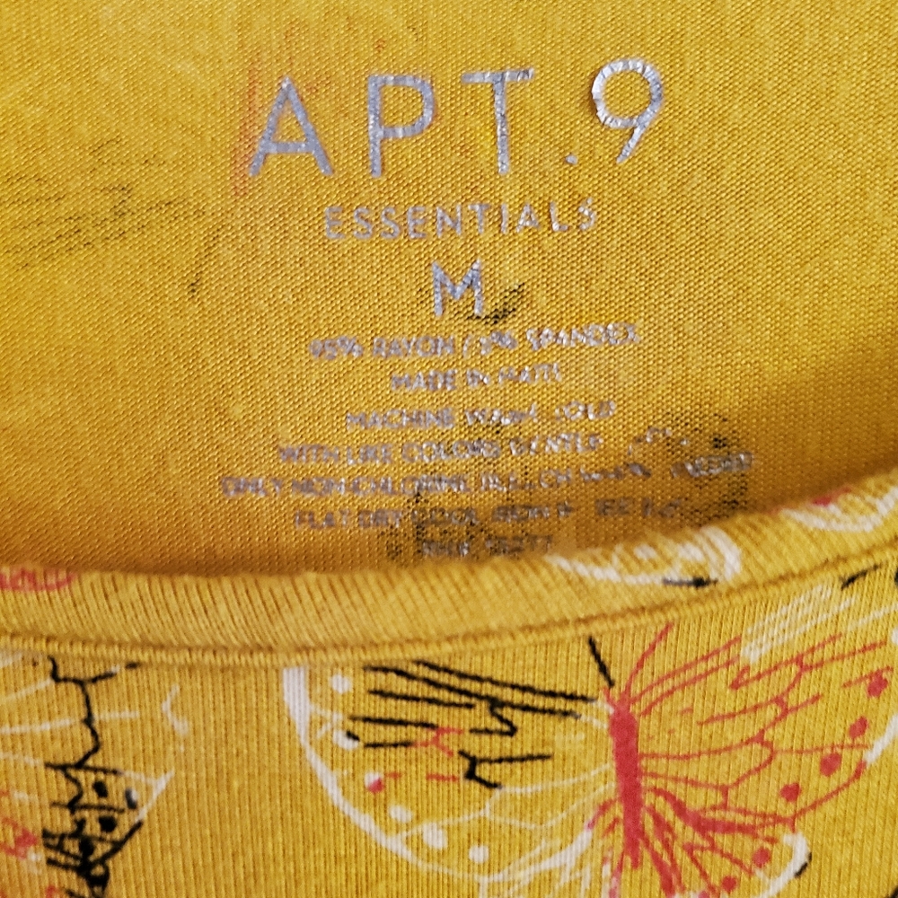 Apt 9 Yellow Top With Butterflies. S Med - Picture 2 of 5